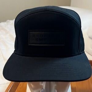 Men's Black Five-Panel Cap with Subtle Front Patch